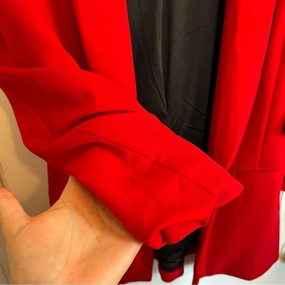 Boom Boom Jeans Red Cascade Front Knit Crepe Blazer - Picture 10 of 14